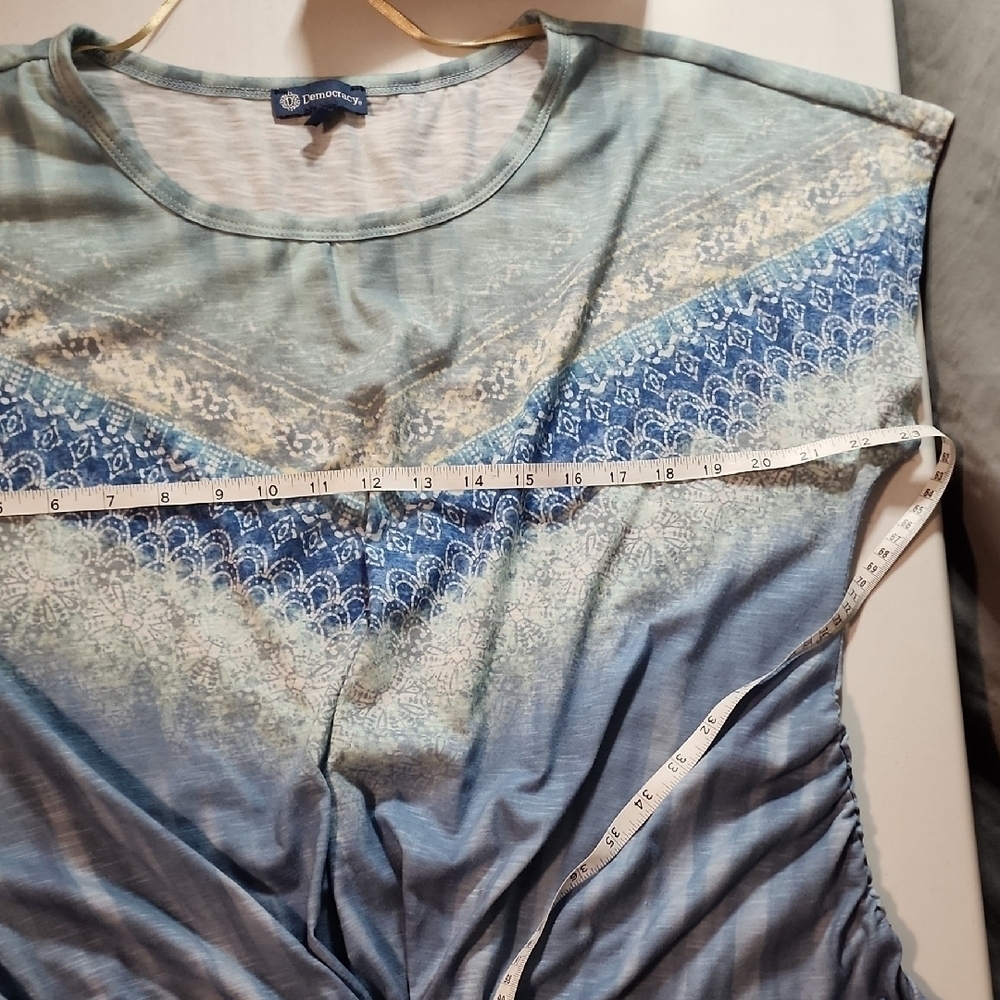 Democracy Blue and White Short Sleeve T-Shirt - Picture 6 of 8